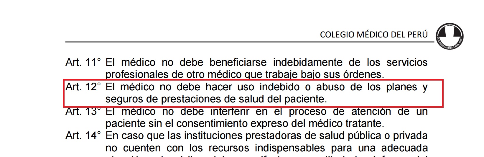 Capítulo 2: Código de ética del Colegio Médico del Perú 