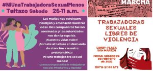Marcha contra asesinato de trabajadoras sexuales.